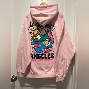 Gildans Womens Sweater LA Sunny Shady People Graphic Oversized Pink XL